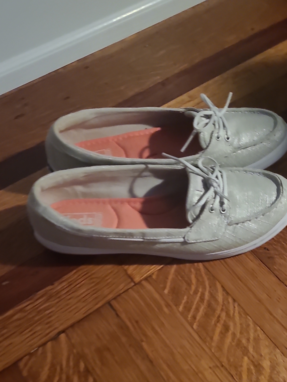 Keds Womens Metallic Silver Slip-On Sneakers
